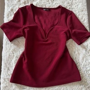 Red Women Blouse V Neck Size XL(12 US)